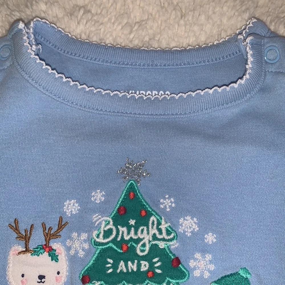 Gymboree 3-6M Bright & Merry Holiday Onesis Blue